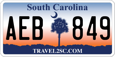 SC license plate AEB849