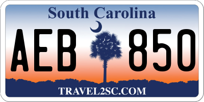 SC license plate AEB850