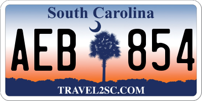 SC license plate AEB854