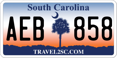 SC license plate AEB858