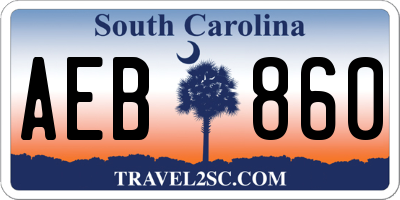 SC license plate AEB860