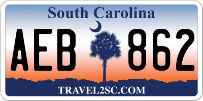SC license plate AEB862
