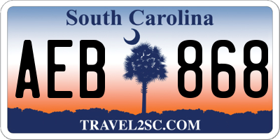 SC license plate AEB868
