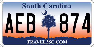 SC license plate AEB874