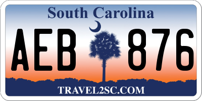 SC license plate AEB876