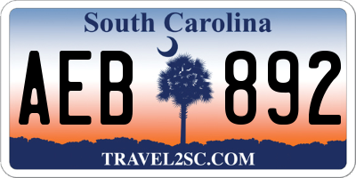 SC license plate AEB892
