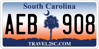 SC license plate AEB908