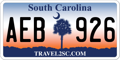 SC license plate AEB926
