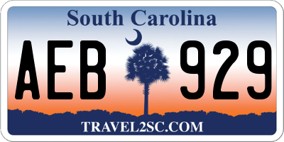 SC license plate AEB929