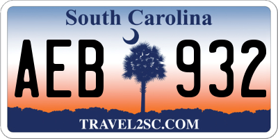 SC license plate AEB932