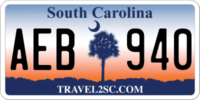 SC license plate AEB940