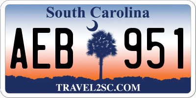 SC license plate AEB951