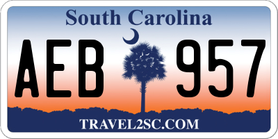 SC license plate AEB957