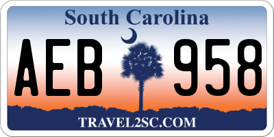 SC license plate AEB958