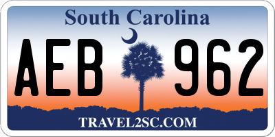 SC license plate AEB962