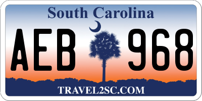SC license plate AEB968