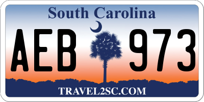 SC license plate AEB973