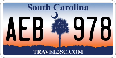 SC license plate AEB978