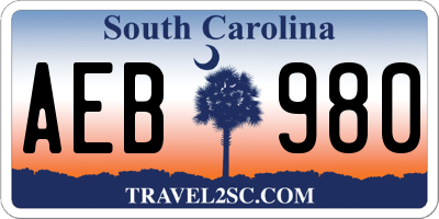 SC license plate AEB980