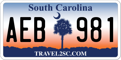 SC license plate AEB981