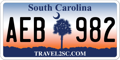 SC license plate AEB982