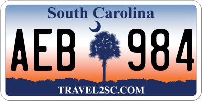 SC license plate AEB984
