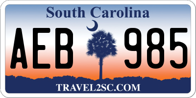 SC license plate AEB985