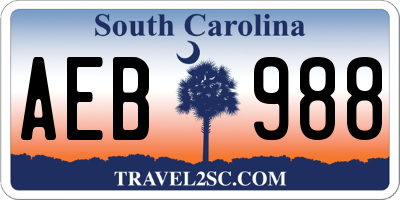 SC license plate AEB988