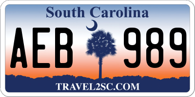 SC license plate AEB989