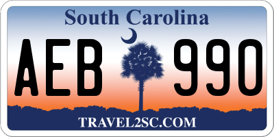 SC license plate AEB990