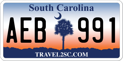 SC license plate AEB991