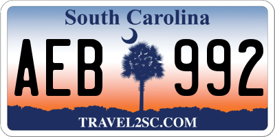 SC license plate AEB992