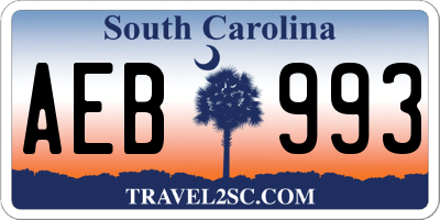 SC license plate AEB993