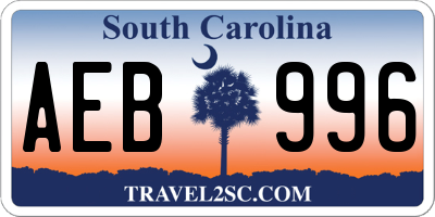 SC license plate AEB996