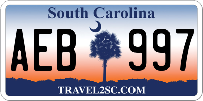 SC license plate AEB997