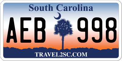 SC license plate AEB998