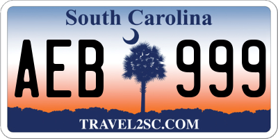 SC license plate AEB999