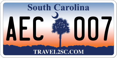 SC license plate AEC007