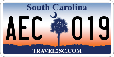 SC license plate AEC019