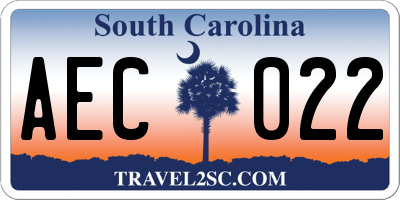 SC license plate AEC022