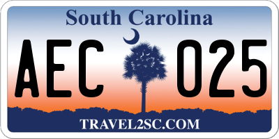 SC license plate AEC025