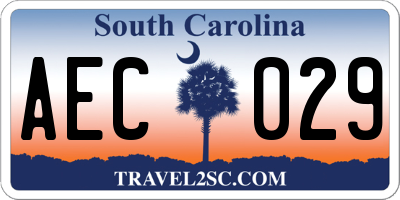 SC license plate AEC029