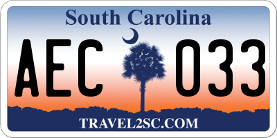 SC license plate AEC033