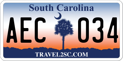 SC license plate AEC034