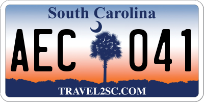 SC license plate AEC041