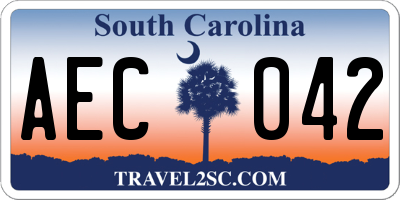 SC license plate AEC042
