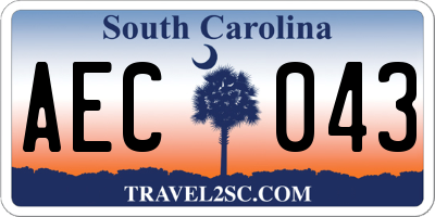 SC license plate AEC043