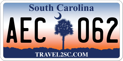 SC license plate AEC062