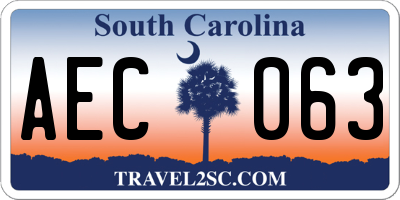 SC license plate AEC063