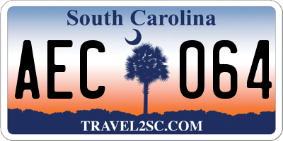 SC license plate AEC064